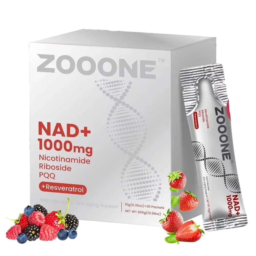 NAD+ Berry Flavored Drink Mix for Anti-Aging, Energy & Focus - 30 Packets
