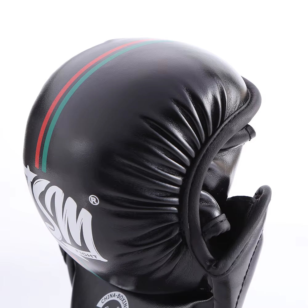 Professional MMA Half - Finger Training Gloves, Half - Finger Sandbag Gloves, Muay Thai Training Gloves, Thick PU Boxing Gloves