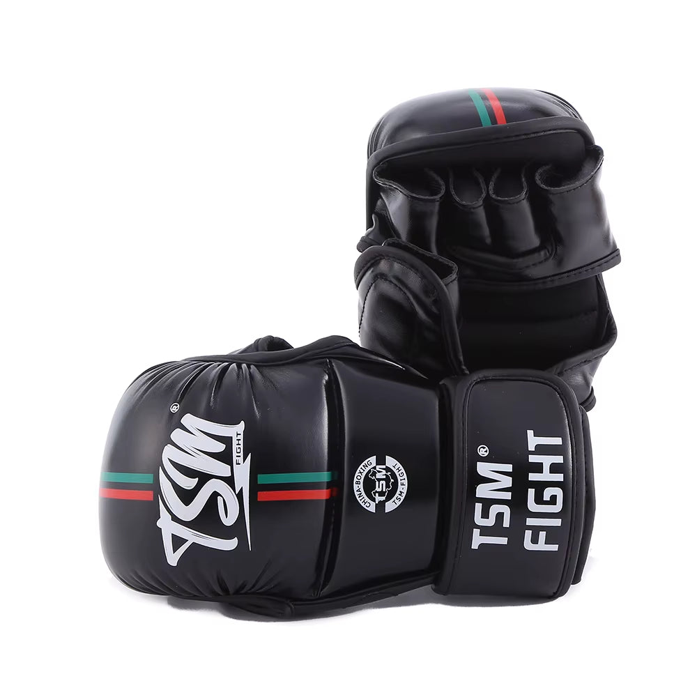Professional MMA Half - Finger Training Gloves, Half - Finger Sandbag Gloves, Muay Thai Training Gloves, Thick PU Boxing Gloves