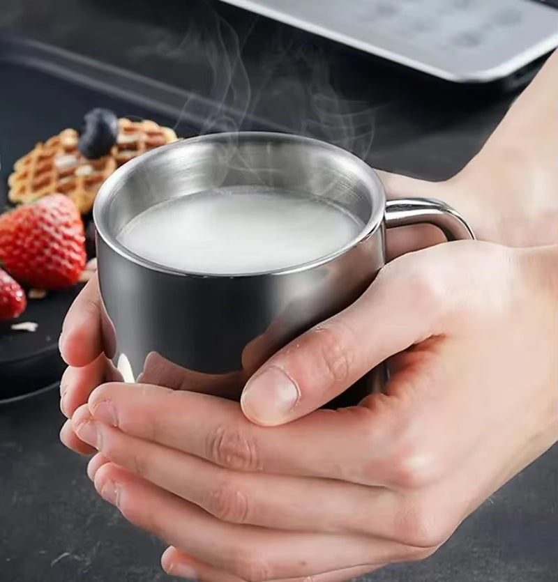220ML Double Wall anti Scalding Coffee Mug Stainless Steel Insulated Drink Cup Steel Polishing Beer Tea Juice Drinking Cup 1-5PC
