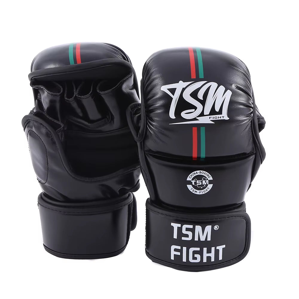 Professional MMA Half - Finger Training Gloves, Half - Finger Sandbag Gloves, Muay Thai Training Gloves, Thick PU Boxing Gloves