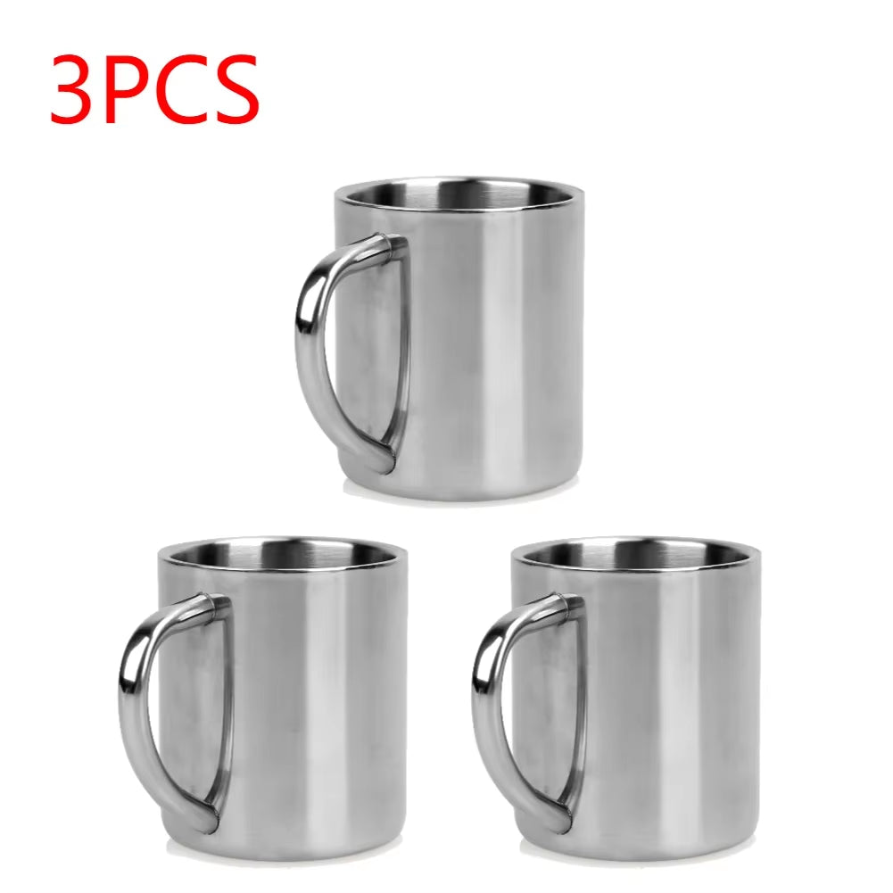 220ML Double Wall anti Scalding Coffee Mug Stainless Steel Insulated Drink Cup Steel Polishing Beer Tea Juice Drinking Cup 1-5PC