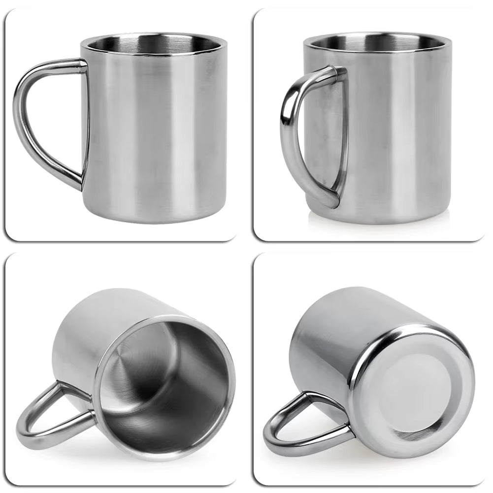 220ML Double Wall anti Scalding Coffee Mug Stainless Steel Insulated Drink Cup Steel Polishing Beer Tea Juice Drinking Cup 1-5PC