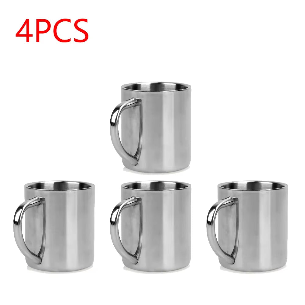 220ML Double Wall anti Scalding Coffee Mug Stainless Steel Insulated Drink Cup Steel Polishing Beer Tea Juice Drinking Cup 1-5PC