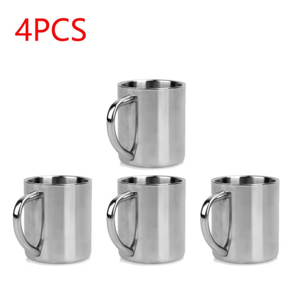 220ML Double Wall anti Scalding Coffee Mug Stainless Steel Insulated Drink Cup Steel Polishing Beer Tea Juice Drinking Cup 1-5PC