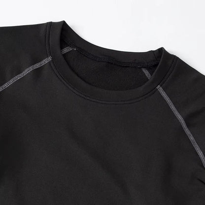 2/4 Pcs Autumn/Winter Men'S Black Long Sleeved Pants Underwear Set Youth Fitness Running Base Sports Shirt Casual Stretch Pants