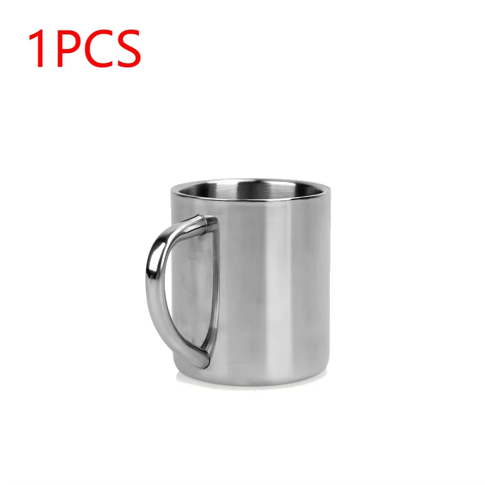 220ML Double Wall anti Scalding Coffee Mug Stainless Steel Insulated Drink Cup Steel Polishing Beer Tea Juice Drinking Cup 1-5PC