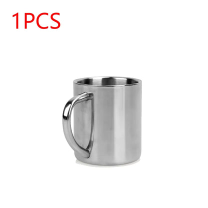 220ML Double Wall anti Scalding Coffee Mug Stainless Steel Insulated Drink Cup Steel Polishing Beer Tea Juice Drinking Cup 1-5PC